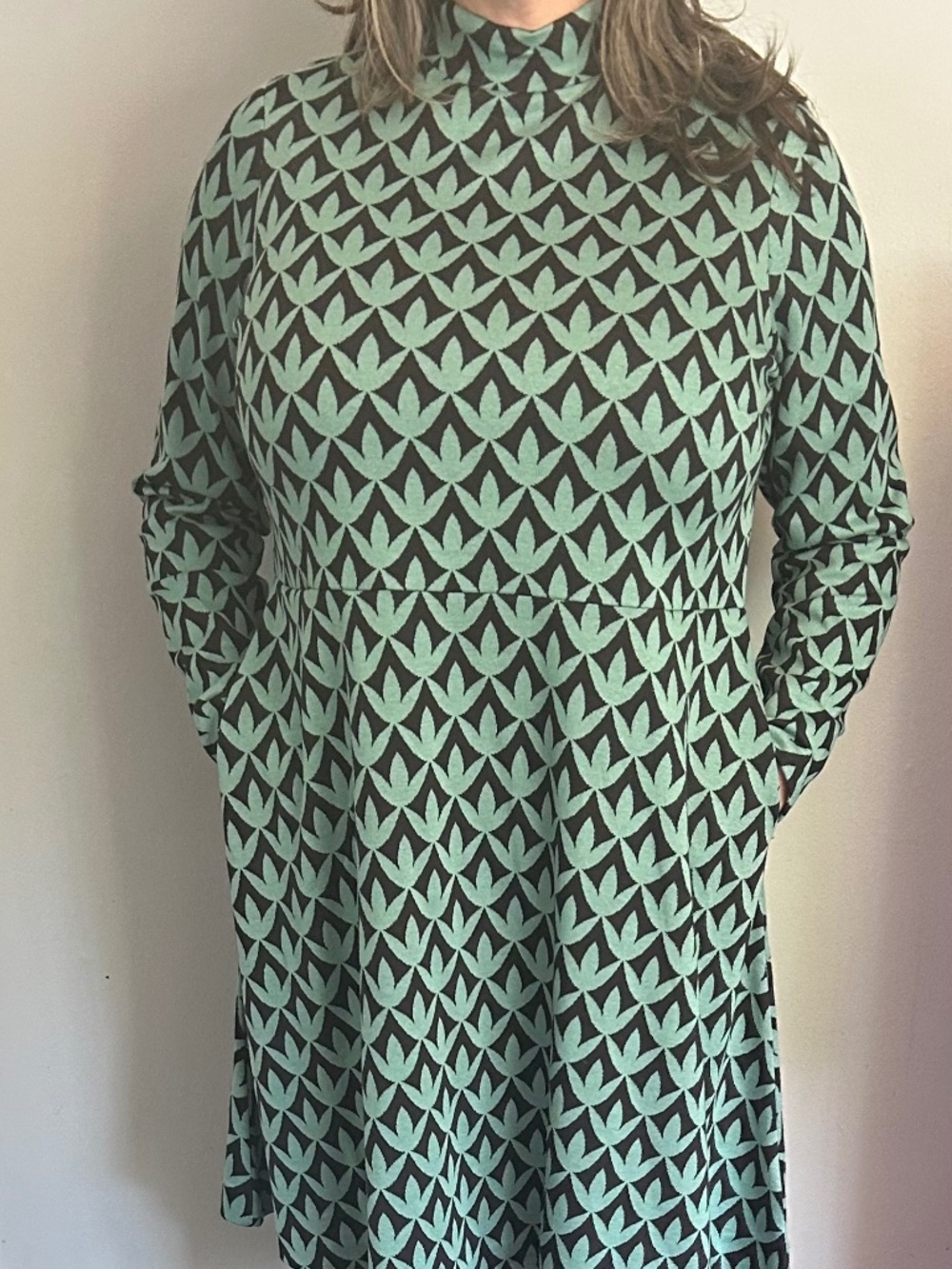 Boden Plus Size Long Sleeve High Neck Midi Dress
